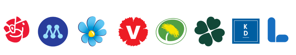 Samtliga riksdagspartiers loggor